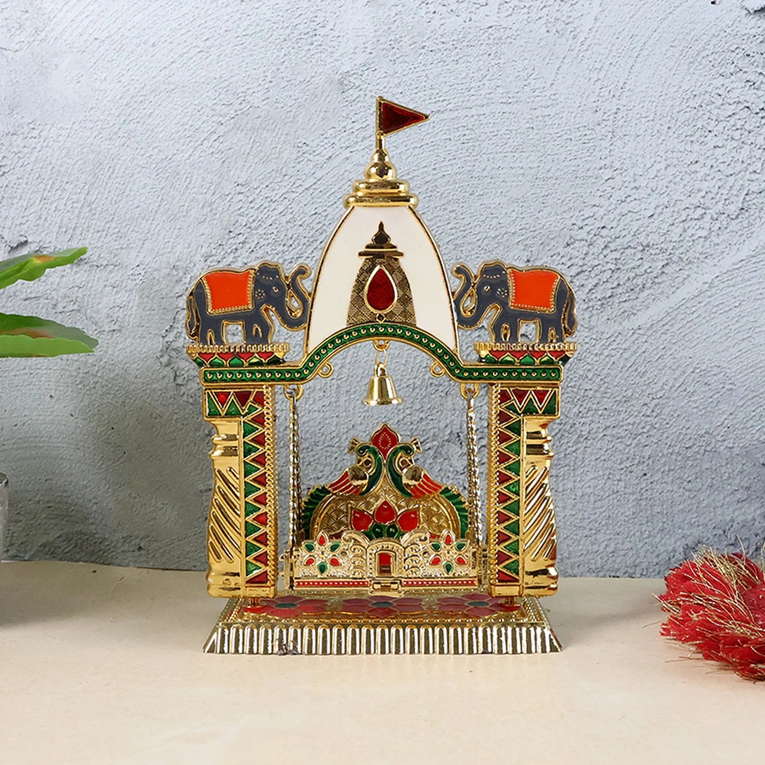 Pooja Jhula Mandir – Traditional Decorative Idol Swing with Bell