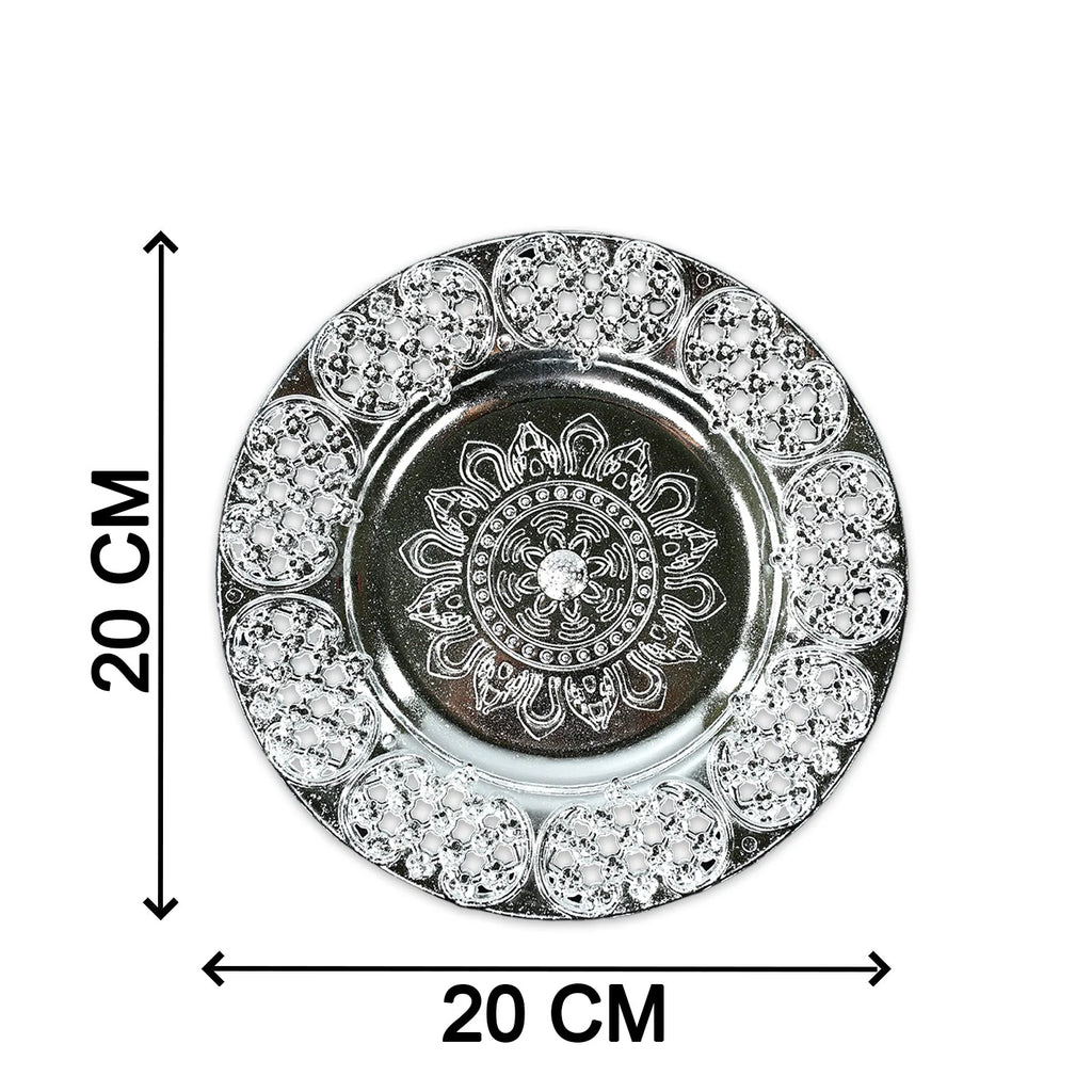 Pooja Thali Set – 8-Inch Plastic Silver Color for Festivals | Styleva