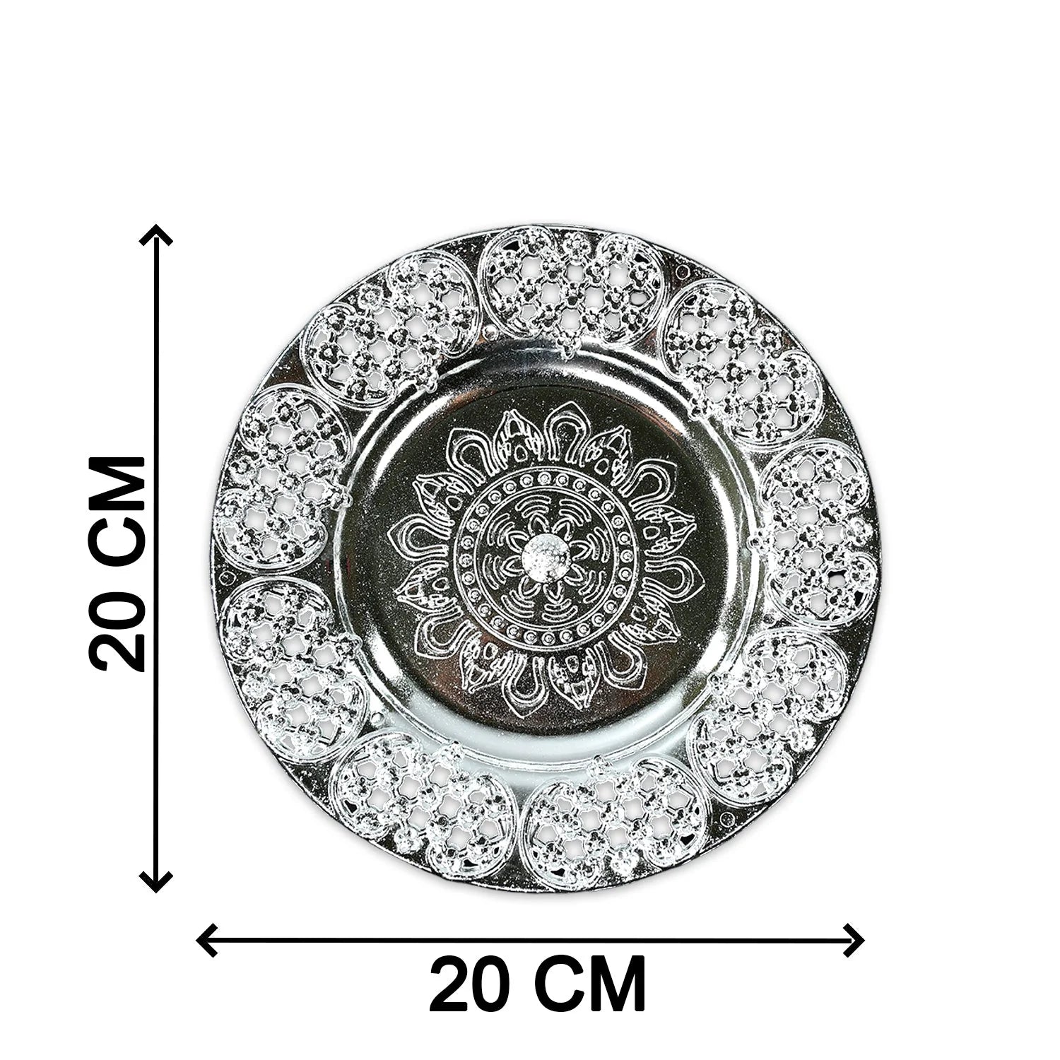 Pooja Thali Set – 8-Inch Plastic Silver Color for Festivals | Styleva