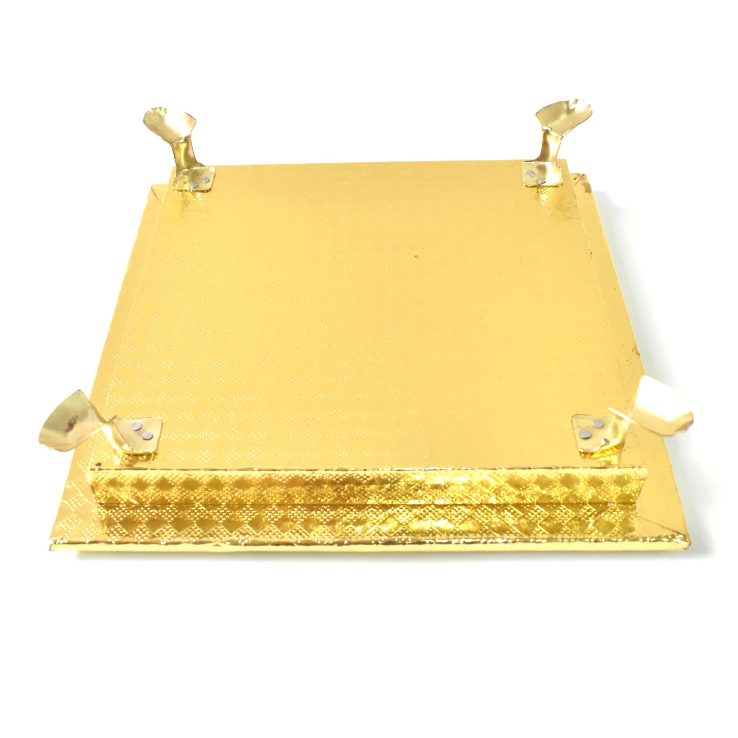 Pooja Chowki – Golden Square Wooden Bajot (20x20 CM) | Styleva