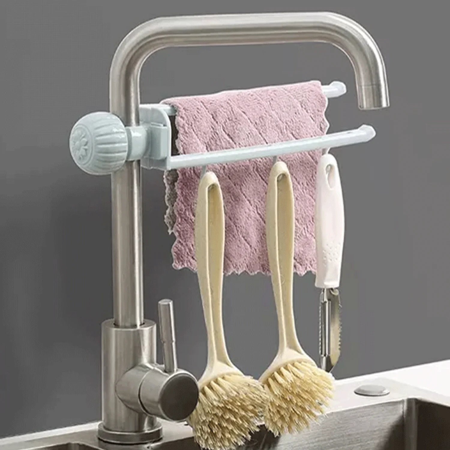 Sink Faucet Towel Holder – Adjustable Space-Saving Organizer
