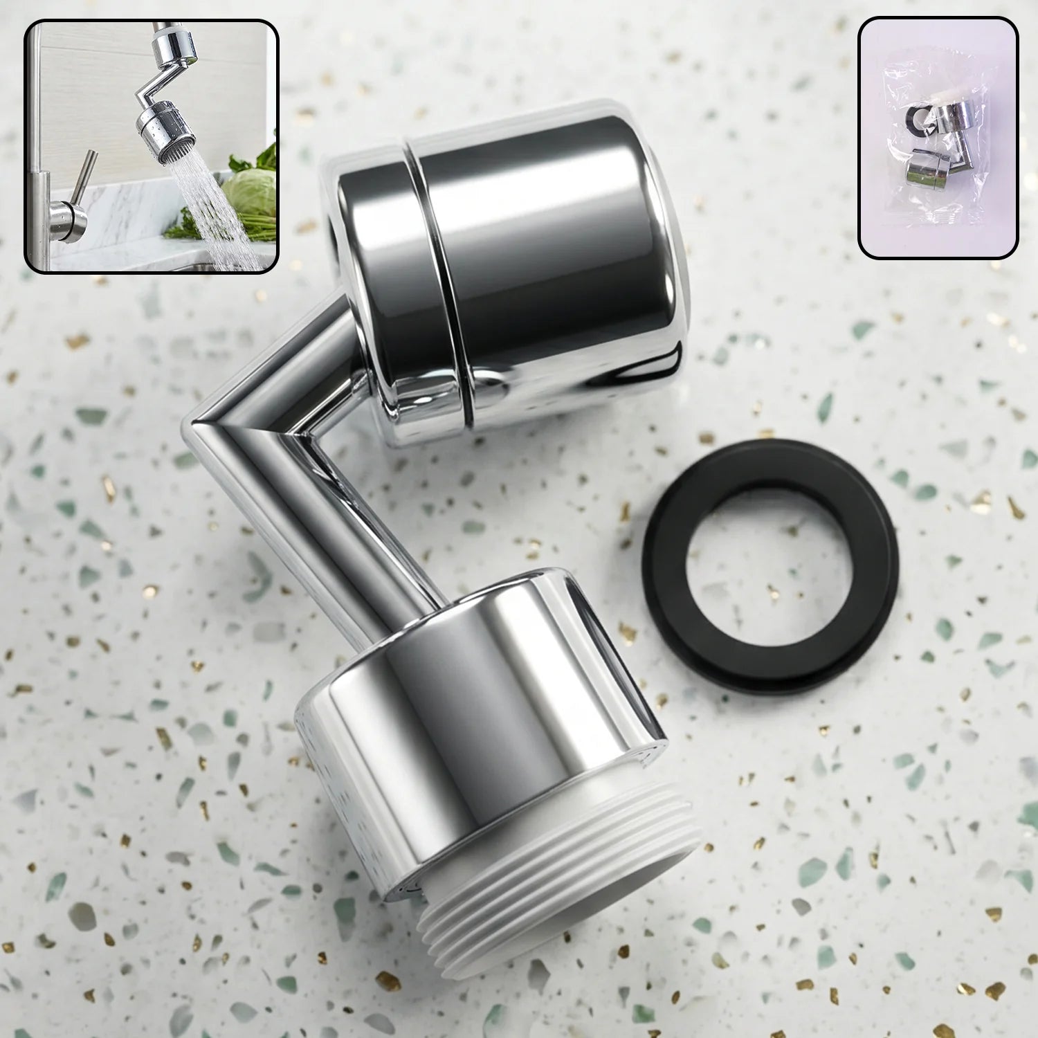 Faucet Aerator – 1080 Degree Swivel, Splash-Proof Water Flow