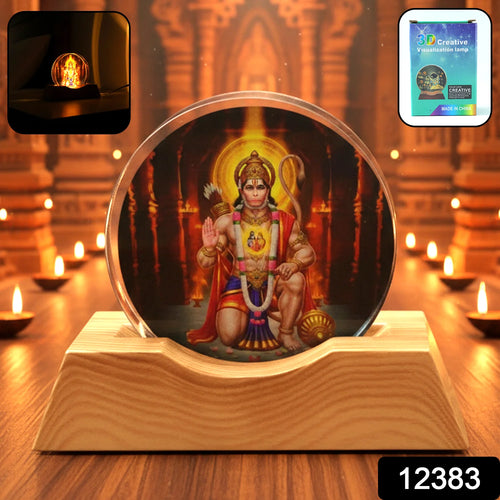 3D Hanuman Ji Acrylic LED Night Lamp – Warm Spiritual Glow
