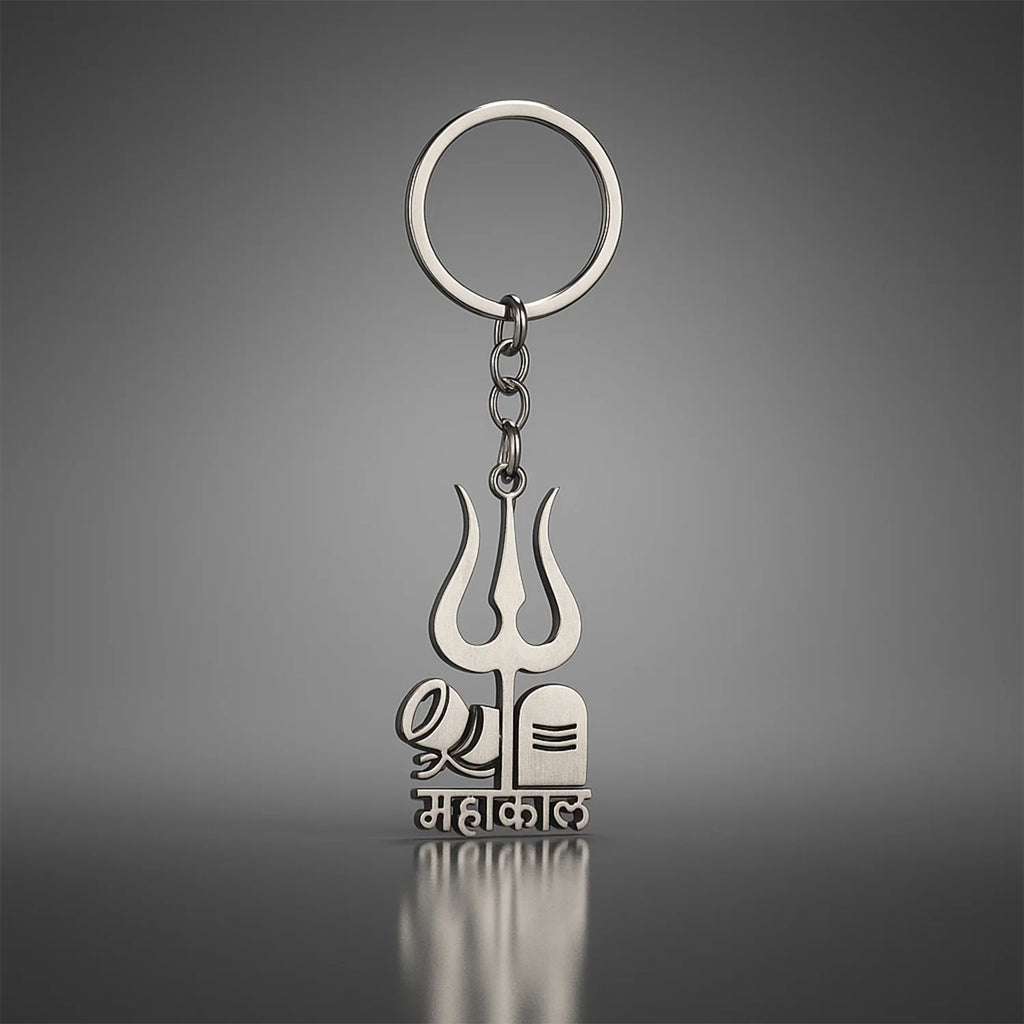 Mahakal Trishul Keychain – Durable Metal Spiritual Keyring for Devotees