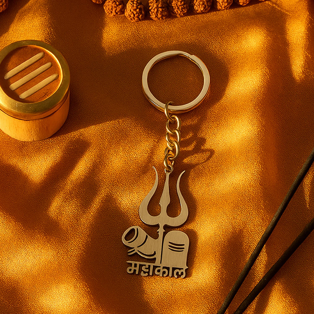Mahakal Trishul Keychain – Durable Metal Spiritual Keyring for Devotees