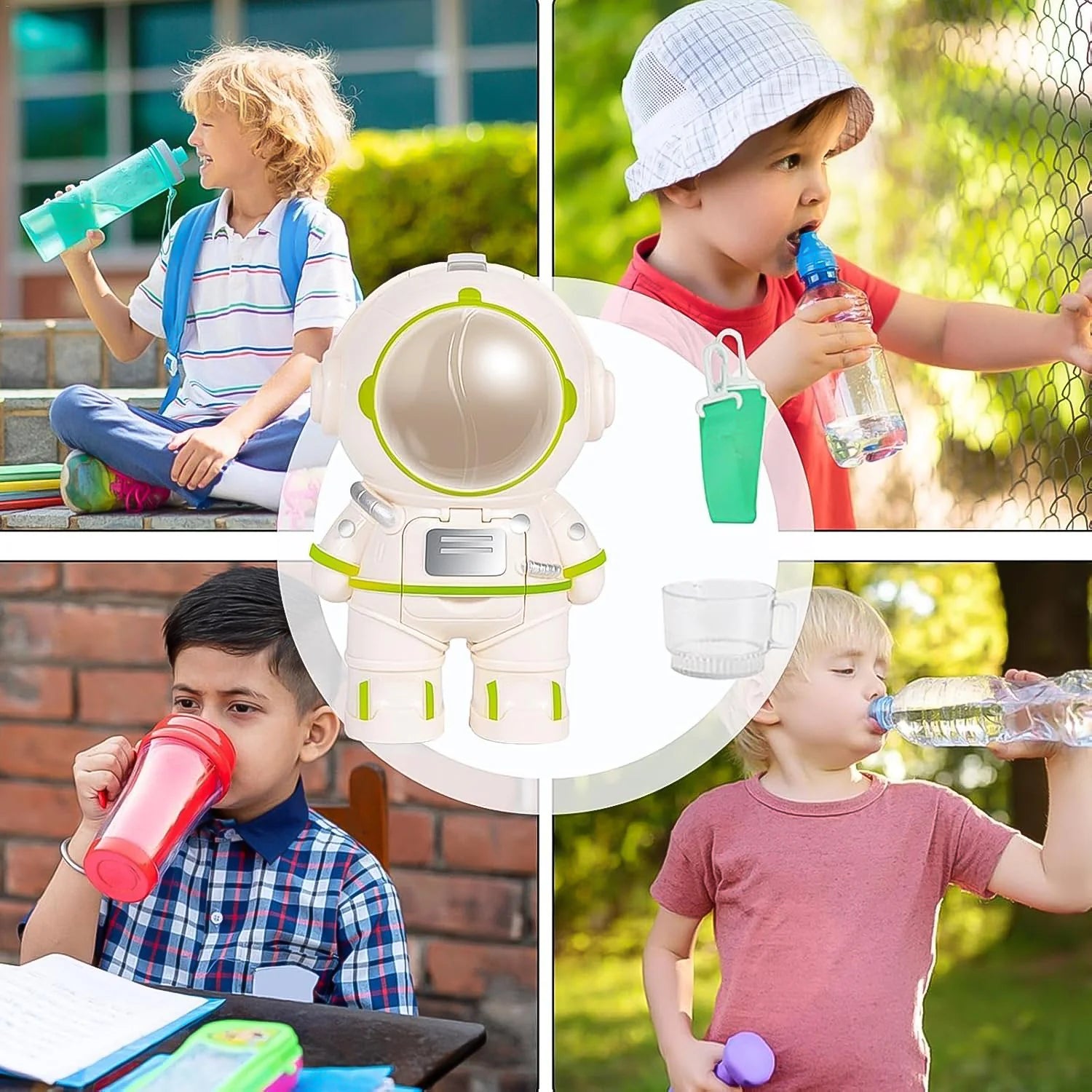 Kids Astronaut Water Bottle – Fun Sipper with Straw & Strap | MixologyPro