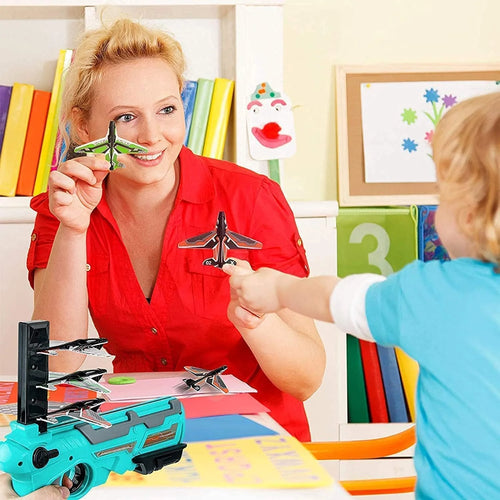 Airplane Launcher Toy – 5 Foam Planes & Gun | Play & Move by Play & Move