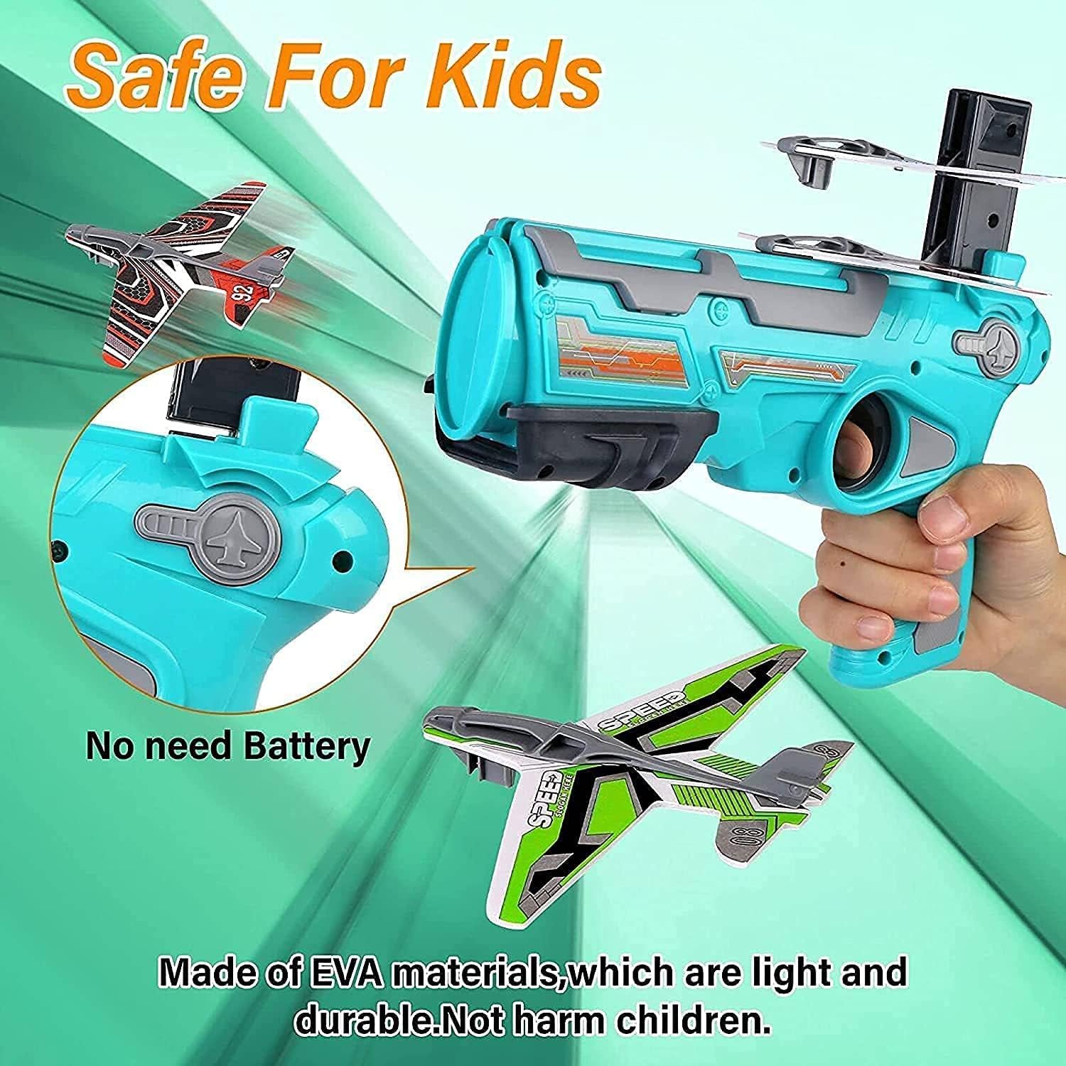 Airplane Launcher Toy – 5 Foam Planes & Gun | Play & Move by Play & Move