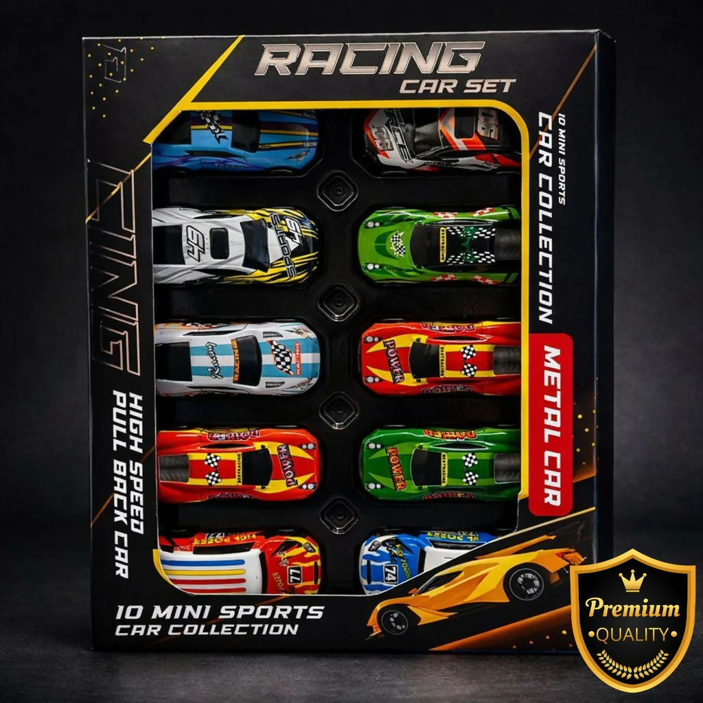 Metal Racing Cars Set – Durable Pull-Back Racing Playthings