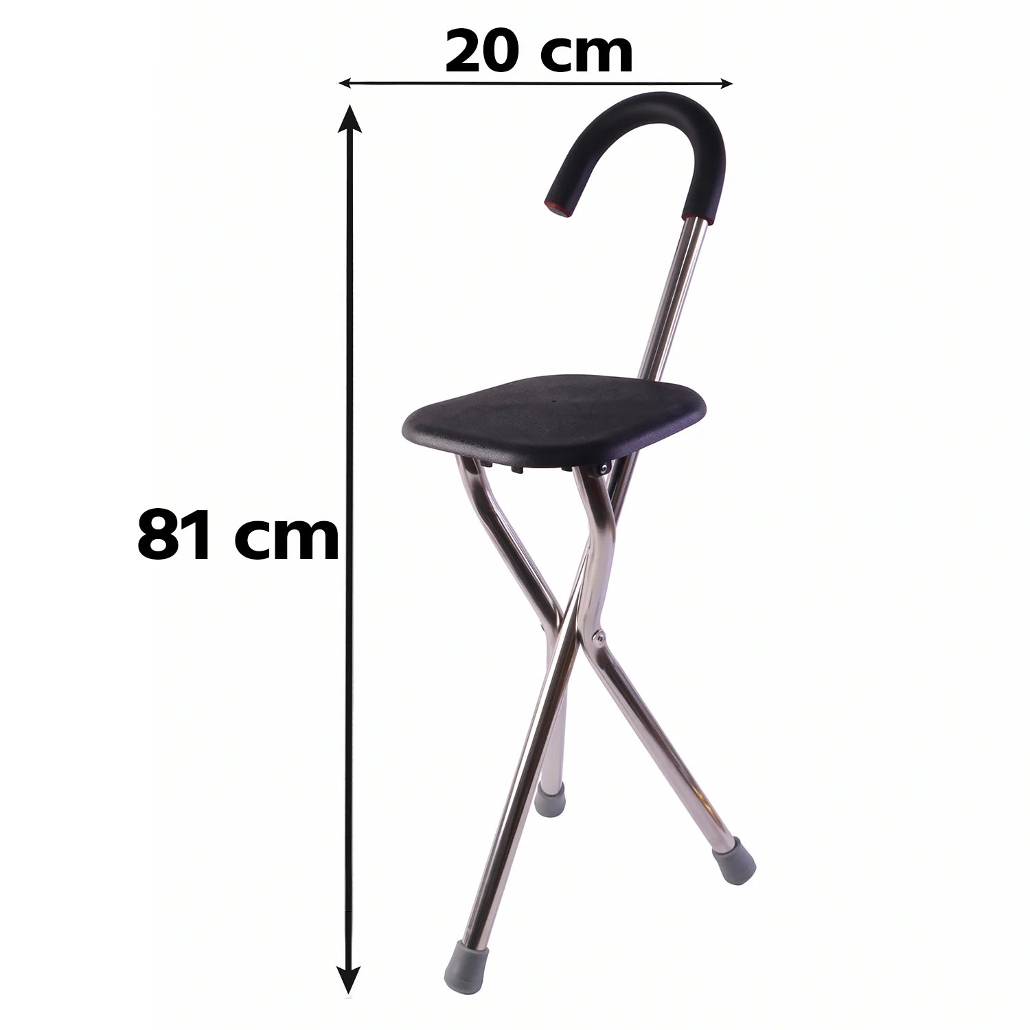 Folding Walking Stick with Seat 3 Leg Cane Stool Chair Support Stand (1 Pc)