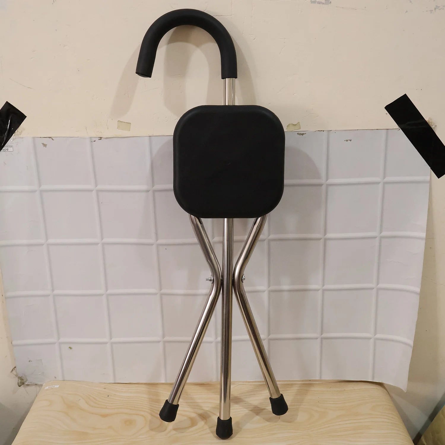 Folding Walking Stick with Seat 3 Leg Cane Stool Chair Support Stand (1 Pc)