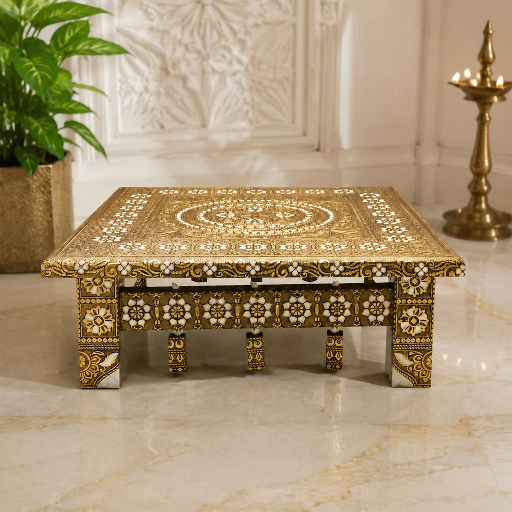 Pooja Chowki – Traditional Gold Meenakari for Mandir & Decor