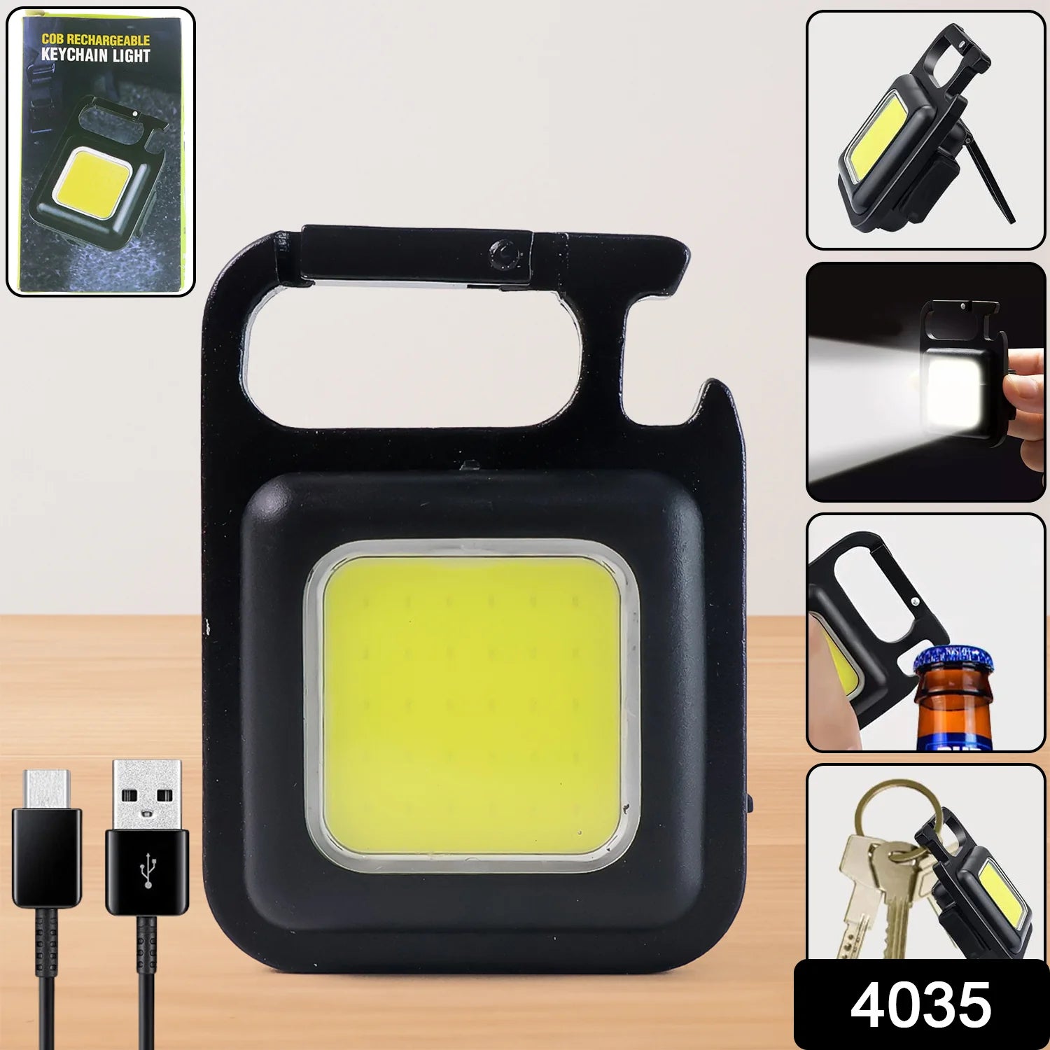 Rechargeable Keychain Flashlight – 4 Light Modes, Magnetic Base, COB light, | Vastate