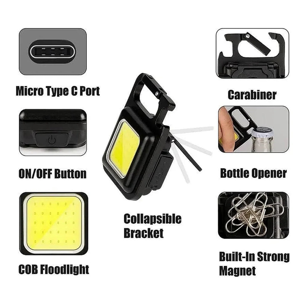 Rechargeable Keychain Flashlight – 4 Light Modes, Magnetic Base, COB light, | Vastate