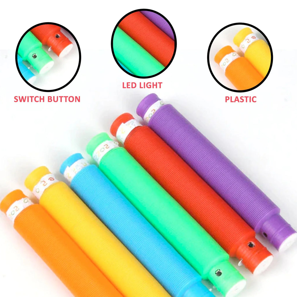 Sensory Fidget Tubes – 12-Pack Colorful Stretch & Pop Toys | Little Learners