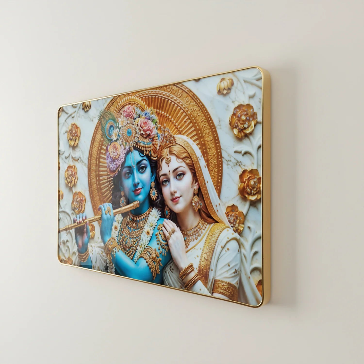 Radha Krishna Wall Art – Elegant Spiritual Home Decor for Serenity