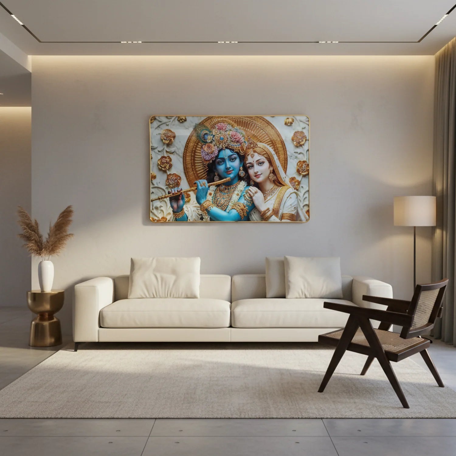 Radha Krishna Wall Art – Elegant Spiritual Home Decor for Serenity